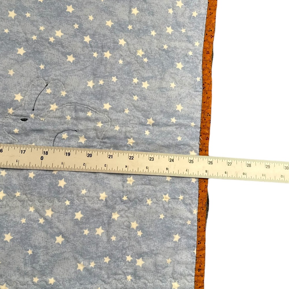 Tender Loving Quilters Handmade Baby Quilt Bunny Rabbit Stars Brown Yellow 25x36 - Picture 7 of 8